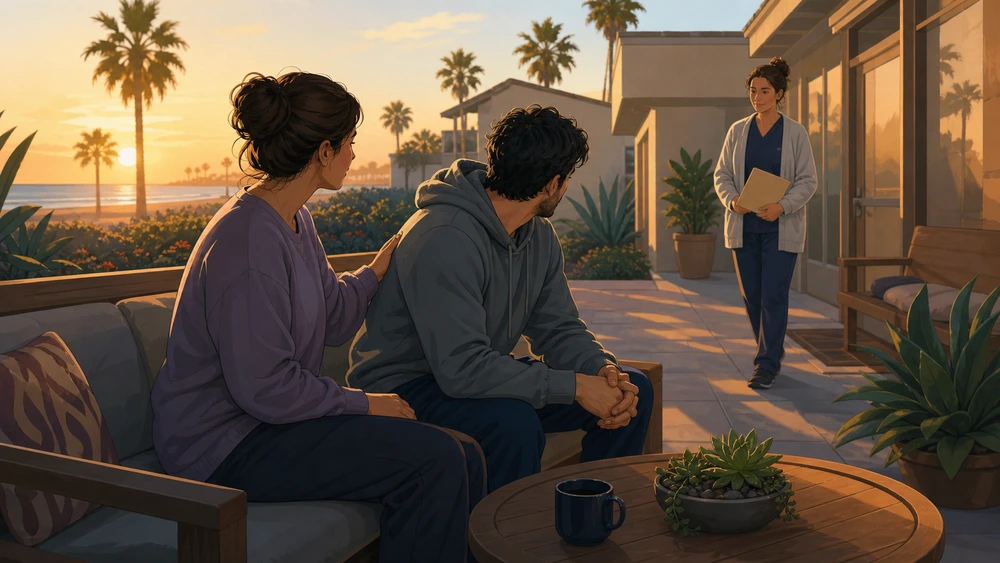 A calm medical detox support conversation near Huntington Beach