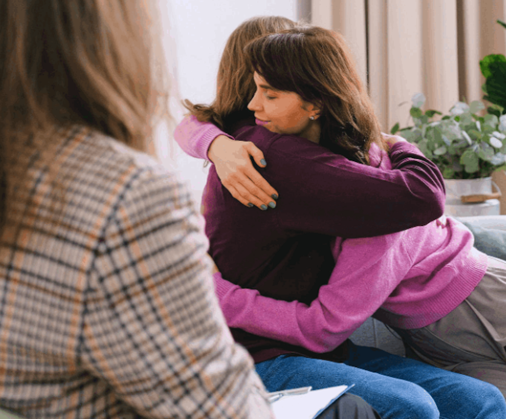 two women hugging