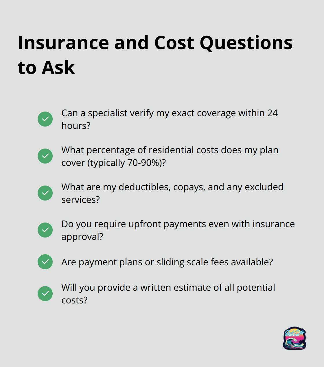 Checklist of key insurance verification and cost questions for addiction treatment - addiction treatment centers orange county