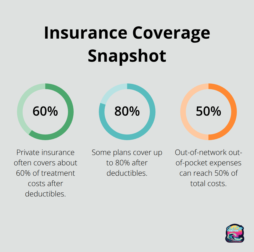 Percentages showing typical private insurance coverage and potential out-of-network costs - private drug rehab